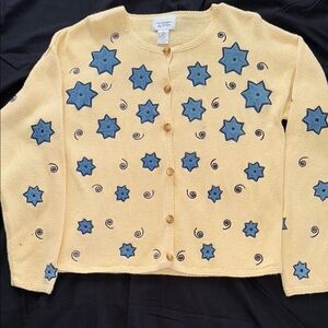 Vintage 1990 Christopher & Banks Star Embroidered Knit Sweater EUC MED(216)